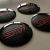 original.jpeg 4 pcs (Set) 56mm - 2.20inch Black & Red Subaru STI Wheel Center Hub Caps Stickers