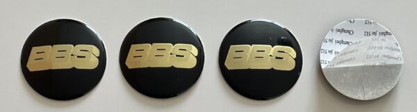 original.jpeg 4 pcs (Set) 65mm - 2.56inch Black & Gold BBS Wheel Center Hub Caps Stickers