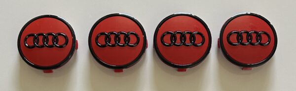 original.jpeg 4 pcs (Set) 61mm - 2.40inch Red & Black Audi Wheel Center Hub Caps