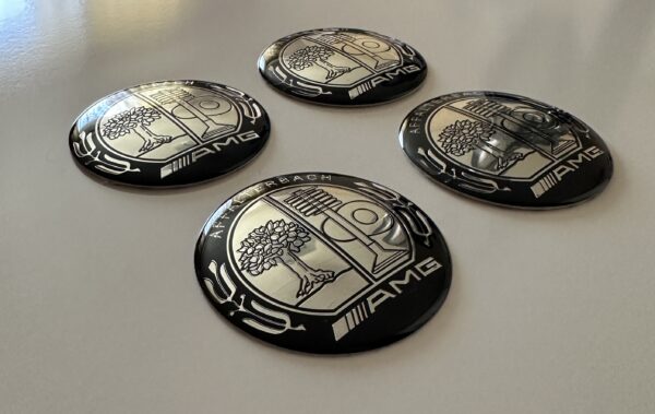original.jpeg 4 pcs (Set) 65mm - 2.56inch Black & Silver Mercedes AMG Affalterbach Wheel Center Hub Caps Stickers