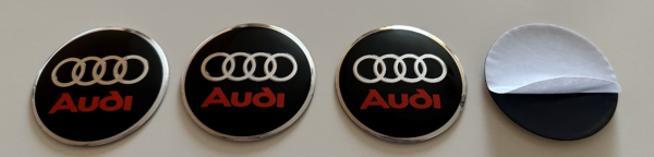 original.png 4 pcs (Set) 56mm - 2.20inch Black & Red Audi Wheel Center Hub Caps Stickers