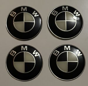 original.jpeg 4 pcs (Set) 65mm - 2.56inch Black & White BMW Wheel Center Hub Caps Stickers