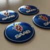 original.jpeg 4 pcs (Set) 56mm - 2.20inch Blue SAAB Wheel Center Hub Caps Stickers