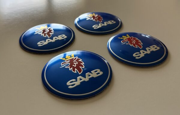 original.jpeg 4 pcs (Set) 56mm - 2.20inch Blue SAAB Wheel Center Hub Caps Stickers