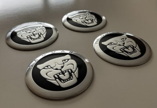 original.jpeg 4 pcs (Set) 56mm - 2.20inch Black & Silver Jaguar Wheel Center Hub Caps Stickers