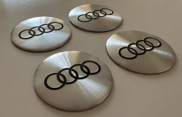 original.png 4 pcs (Set) 56mm - 2.20inch Matte Silver Audi Wheel Center Hub Caps Stickers