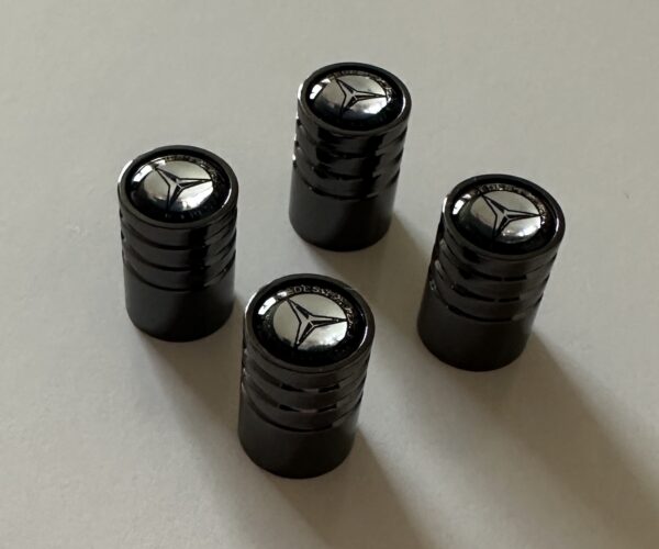 original.jpeg Set of 4 Dark Silver Tire Valve Dust Caps for Mercedes Benz