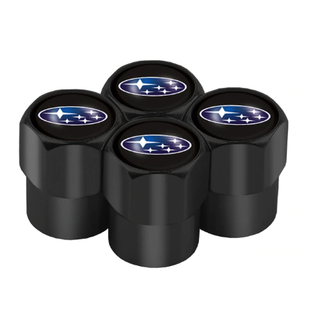 original.png 4 pcs (Set) Black Subaru Tire Valve Dust Caps