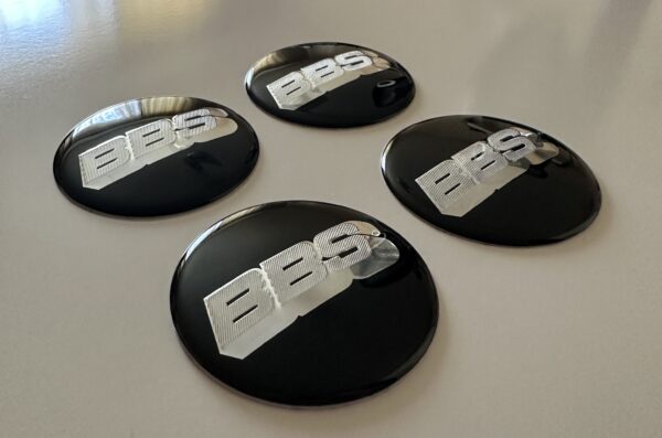 original.jpeg 4 pcs (Set) 65mm - 2.56inch Black & Silver BBS Wheel Center Hub Caps Stickers
