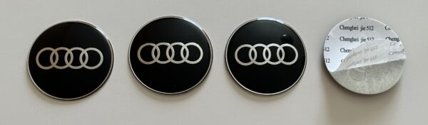 original.jpeg 4 pcs (Set) 65mm - 2.56inch Black Audi Wheel Center Hub Caps Stickers with Outer Ring