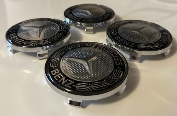 original.jpeg 4 pcs (Set) 68mm - 2.68inch Silver & Black Mercedes Benz Wheel Center Hub Caps