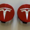 4 pcs (Set) 58mm - 2.28inch Red & Silver Tesla Wheel Center Hub Caps