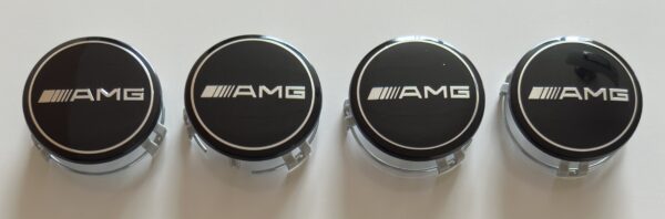4 pcs (Set) 75mm - 2.95inch Black AMG Wheel Center Hub Caps