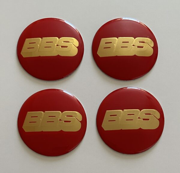 original.jpeg 4 pcs (Set) 70mm - 2.75inch Red & Gold BBS Wheel Center Hub Caps Stickers