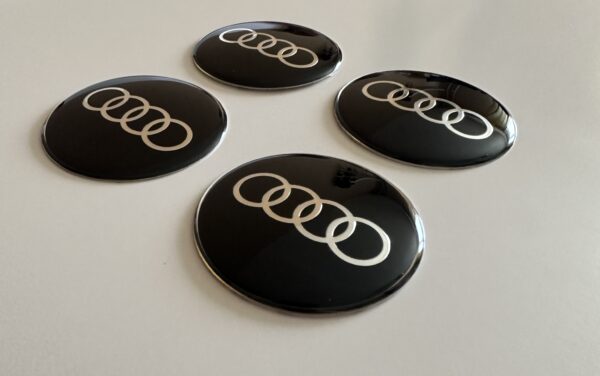 original.jpeg 4 pcs (Set) 65mm - 2.56inch Black Audi Wheel Center Hub Caps Stickers with Outer Ring