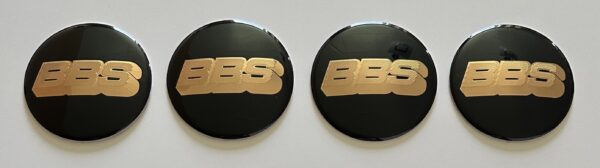 4 pcs (Set) 80mm - 3.15inch Black & Gold BBS Wheel Center Hub Caps Stickers