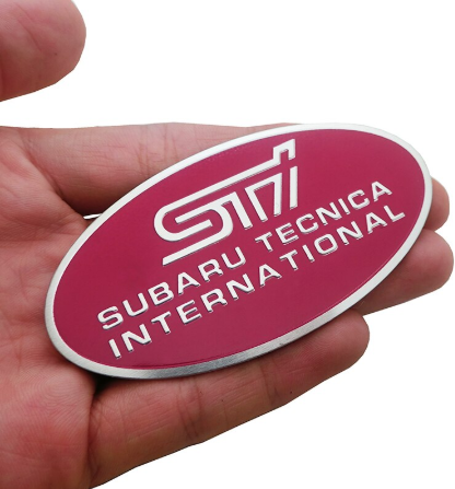 1 pcs Pink Subaru STI Emblem Sticker Metal