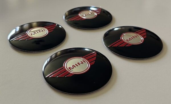 original.jpeg 4 pcs (Set) 50mm - 1.97inch Black & Red Mini Cooper Wheel Center Hub Caps Stickers