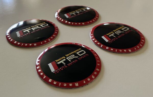 original.jpeg 4 pcs (Set) 56mm - 2.20inch Black & Red Toyota TRD Motor Sports Wheel Center Hub Caps Stickers