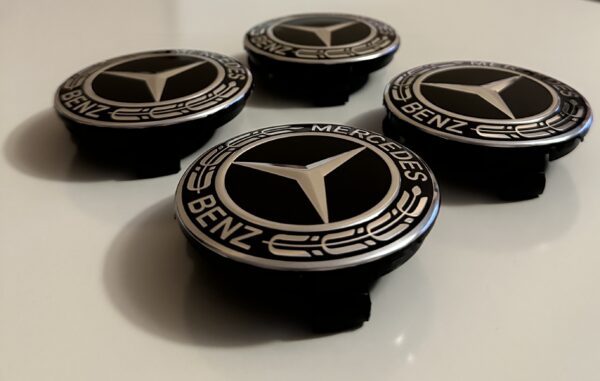 4 pcs (Set) 75mm - 2.95inch Black Mercedes Benz Wheel Center Hub Caps