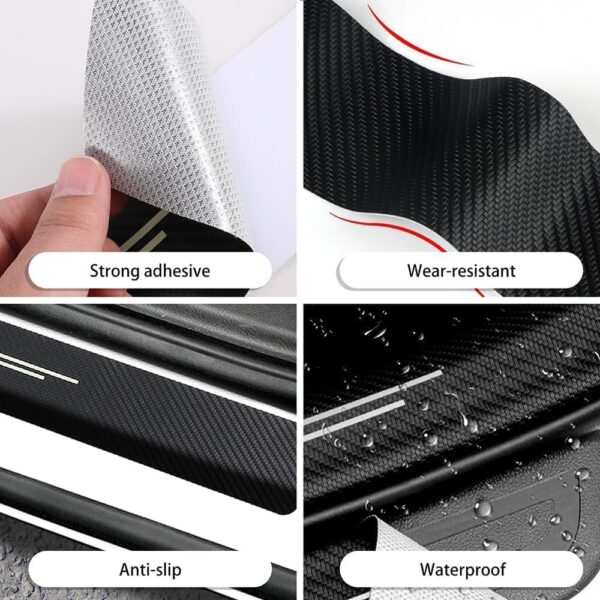 4 pcs Carbon Fiber Car Door Sill Scuff Protector Set for Volvo - Anti-Scratch Strip