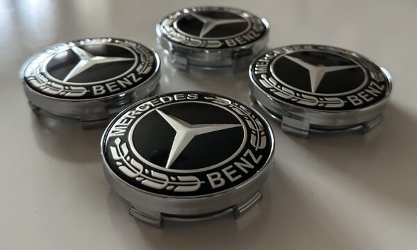 original.jpeg 4 pcs (Set) 60mm - 2.36inch Black Mercedes Benz Wheel Center Hub Caps with Silver Caps