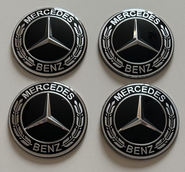 original.jpeg 4 pcs (Set) 75mm - 2.95inch Black Mercedes Benz Wheel Center Hub Caps Stickers
