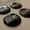 4 pcs (Set) 56mm - 2.20inch Black & Silver OZ Racing Wheel Center Hub Caps Stickers