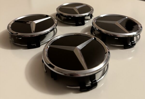 original.jpeg 4 pcs (Set) 75mm - 2.95inch Black Mercedes Benz Star Logo Wheel Center Hub Caps