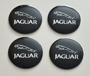 4 pcs (Set) 56mm - 2.20inch Black Jaguar Wheel Center Hub Caps Stickers