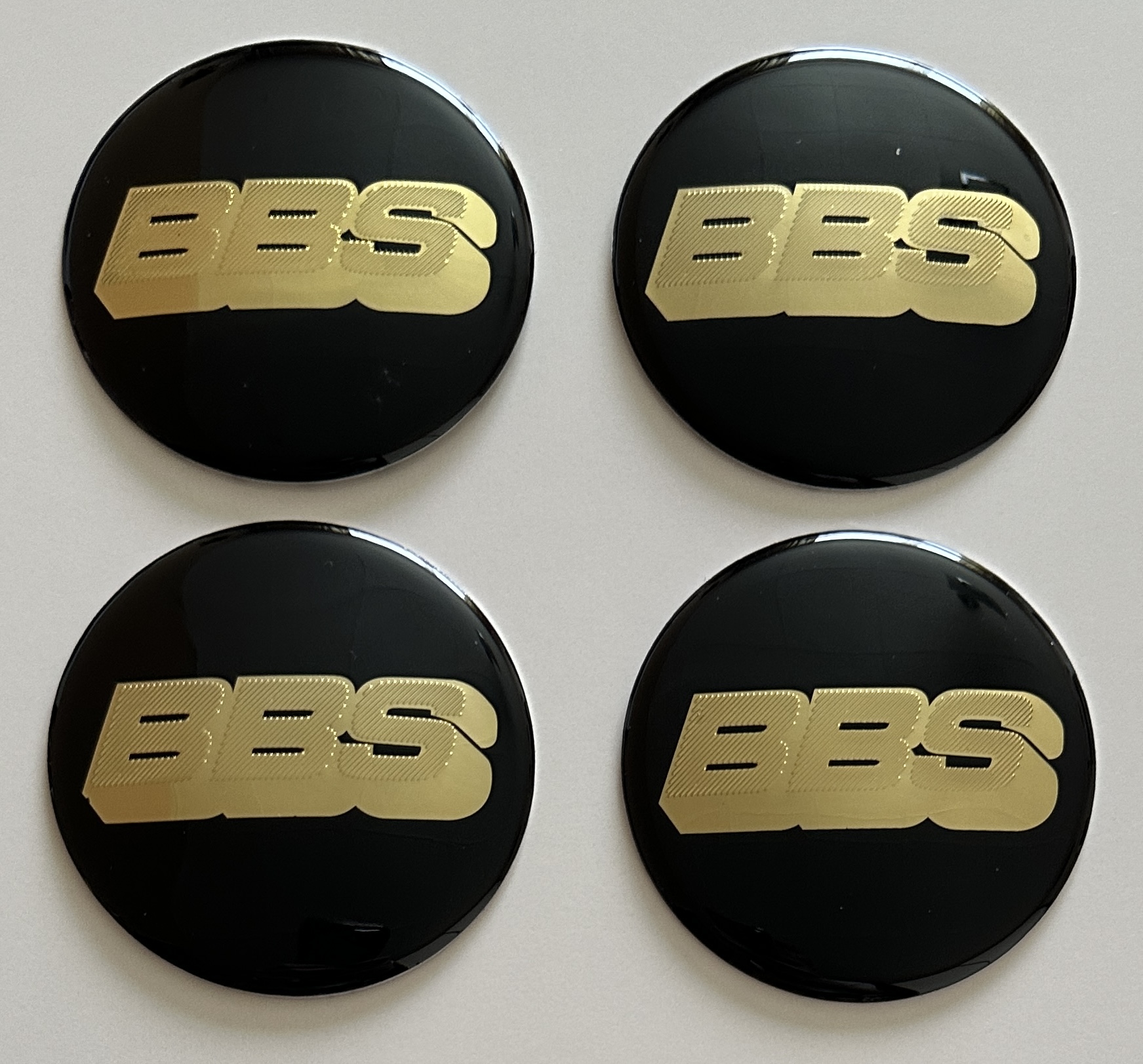 original.jpeg 4 pcs (Set) 65mm - 2.56inch Black & Gold BBS Wheel Center Hub Caps Stickers