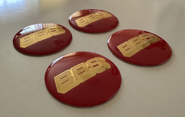 original.jpeg 4 pcs (Set) 70mm - 2.75inch Red & Gold BBS Wheel Center Hub Caps Stickers