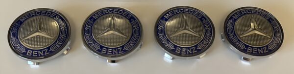 original.jpeg 4 pcs (Set) 68mm - 2.68inch Silver & Blue Mercedes Benz Wheel Center Hub Caps