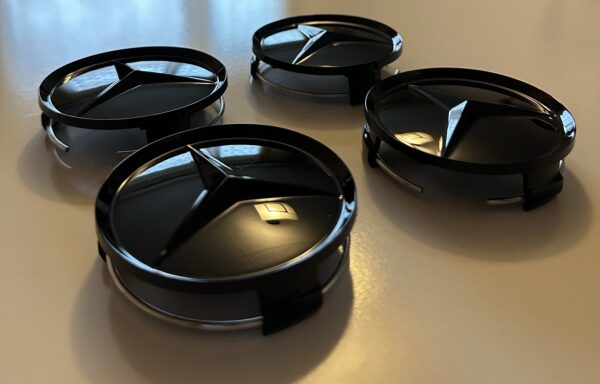 4 pcs (Set) 75mm - 2.95inch Full Black Glossy Mercedes Benz Wheel Center Hub Caps