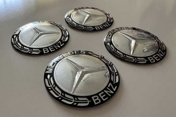 original.jpeg 4 pcs (Set) 65mm - 2.56inch Silver & Black Mercedes Benz Wheel Center Hub Caps Stickers