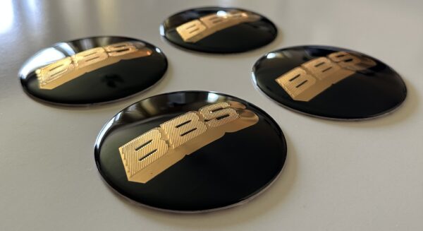 4 pcs (Set) 80mm - 3.15inch Black & Gold BBS Wheel Center Hub Caps Stickers