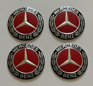 original.jpeg 4 pcs (Set) 56mm - 2.20inch Black & Red Mercedes Benz Wheel Center Hub Caps Stickers