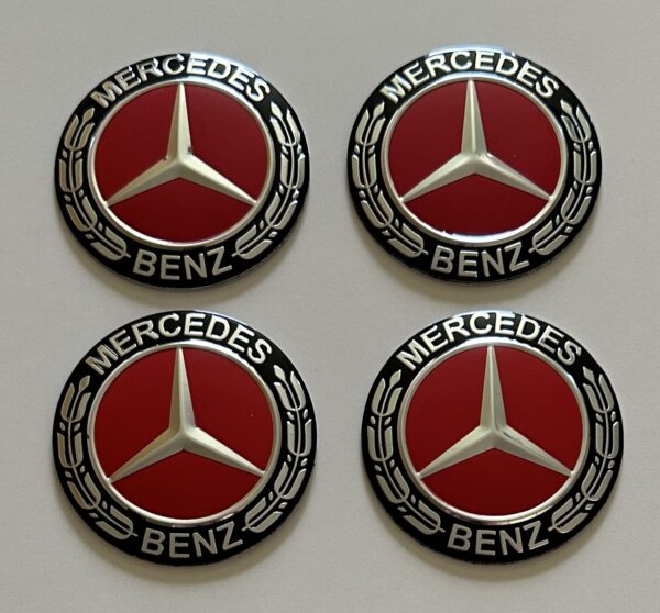 original.jpeg 4 pcs (Set) 56mm - 2.20inch Black & Red Mercedes Benz Wheel Center Hub Caps Stickers