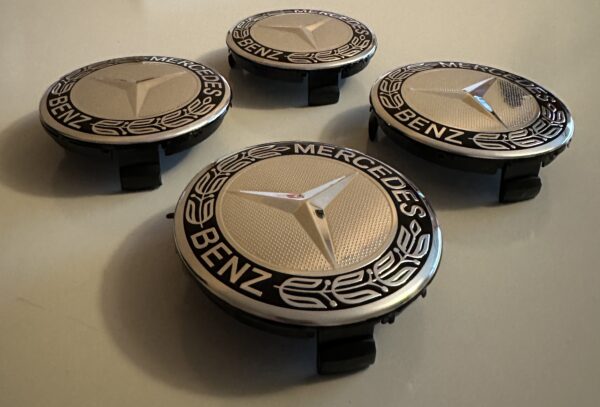 original.jpeg 4 pcs (Set) 75mm - 2.95inch Silver & Black Mercedes Benz Wheel Center Hub Caps