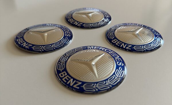 original.jpeg 4 pcs (Set) 65mm - 2.56inch Silver & Blue Mercedes Benz Wheel Center Hub Caps Stickers