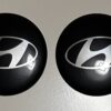 4 pcs (Set) 65mm - 2.56inch Black Hyundai Wheel Center Hub Caps Stickers