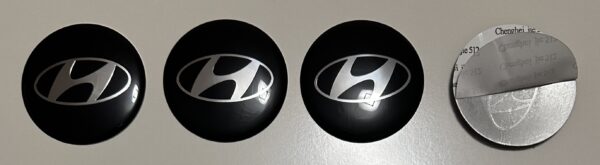 4 pcs (Set) 65mm - 2.56inch Black Hyundai Wheel Center Hub Caps Stickers