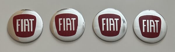 4 pcs (Set) 56mm - 2.20inch Silver & Red Fiat Wheel Center Hub Caps Stickers