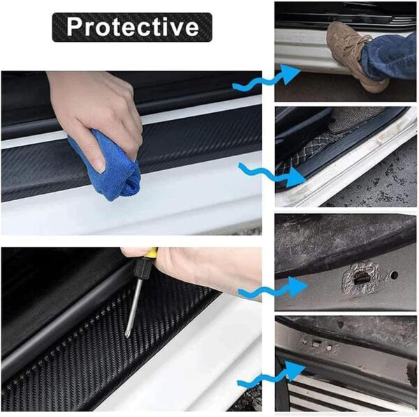 4 pcs Carbon Fiber Car Door Sill Scuff Protector Set for Volvo - Anti-Scratch Strip