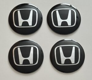 4 pcs (Set) 65mm - 2.56inch Black Honda Wheel Center Hub Caps Stickers