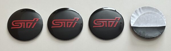 original.jpeg 4 pcs (Set) 56mm - 2.20inch Black & Red Subaru STI Wheel Center Hub Caps Stickers