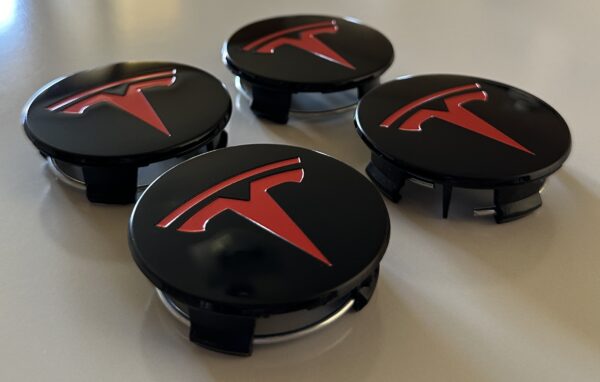 original.jpeg 4 pcs (Set) 58mm - 2.28inch Black & Red Tesla Wheel Center Hub Caps