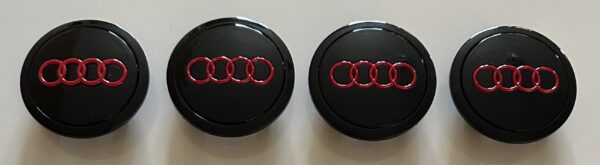 original.jpeg 4 pcs (Set) 69mm - 2.72inch Black & Red Audi Wheel Center Hub Caps