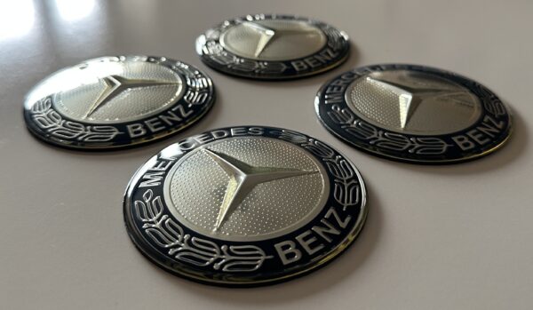 original.jpeg 4 pcs (Set) 75mm - 2.95inch Silver & Blue Mercedes Benz Wheel Center Hub Caps Stickers