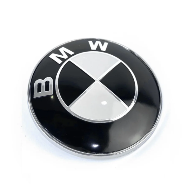 1 pcs 74mm Black & White BMW Bonnet / Hood Badge Emblem